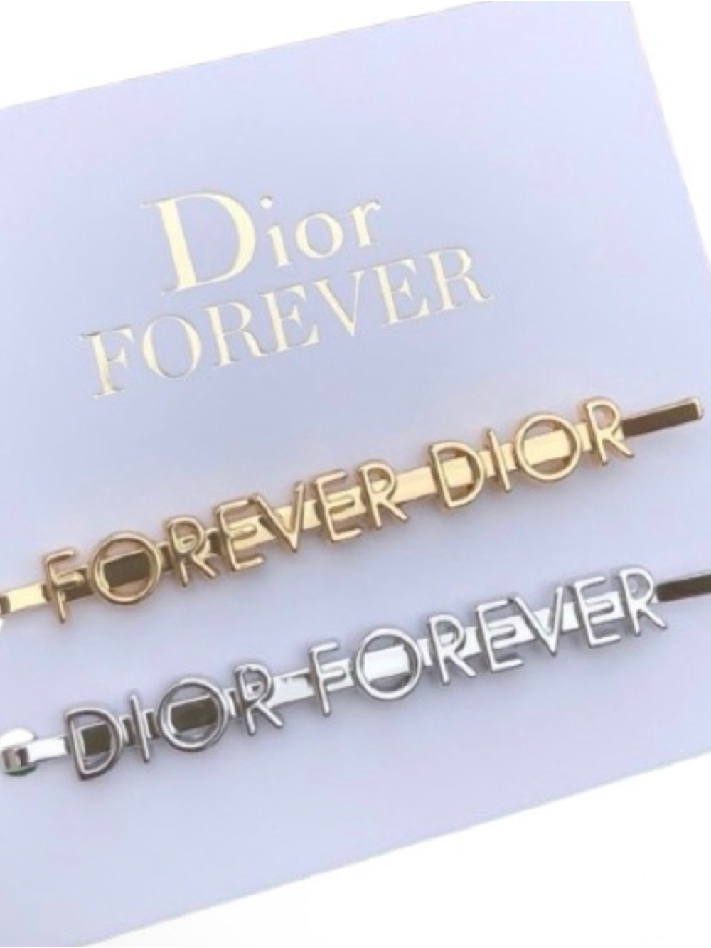 Dior 'Forever' Logo Hair Pin Duo — Gold & Silver